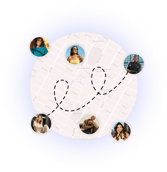 A map displaying the 72 hours dating experience for finding singles available for dates over the weekend quickly.